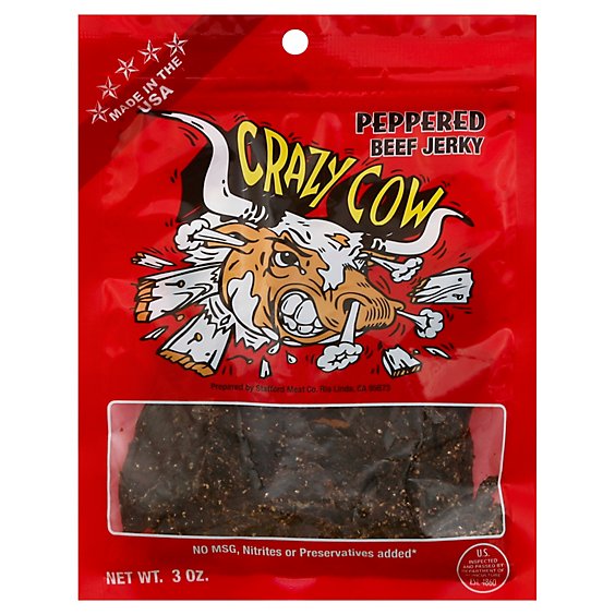 Crazy Cow Beef Jerky Peppered - 3 Oz