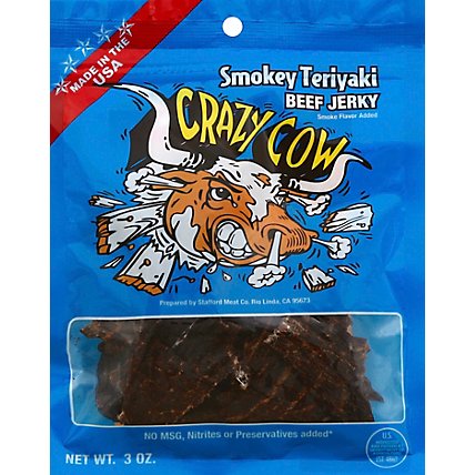 Crazy Cow Beef Jerky Teriyaki Ginger - 3 Oz - Image 2