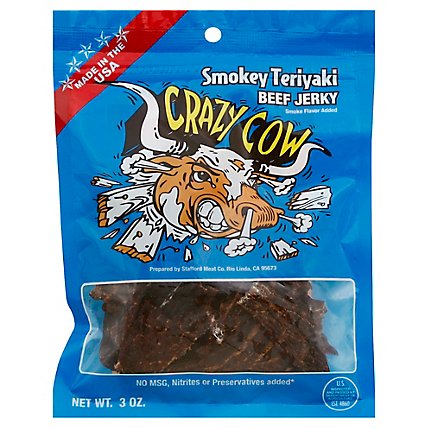 Crazy Cow Beef Jerky Teriyaki Ginger - 3 Oz - Image 1