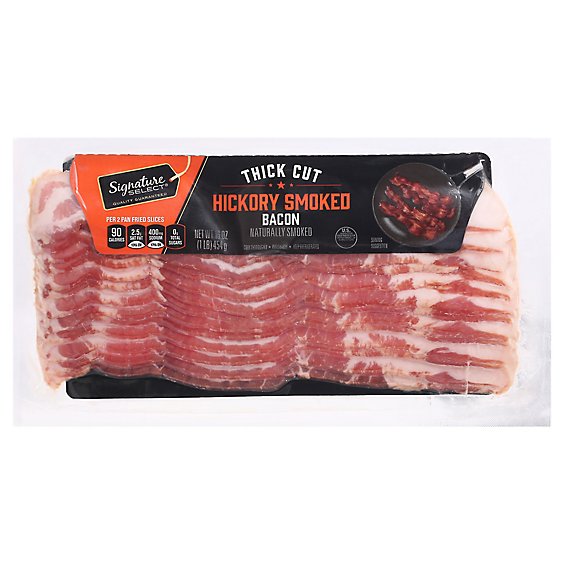 Signature Farms Thick Cut Hickory Smoked Sliced Bacon - 16 Oz.