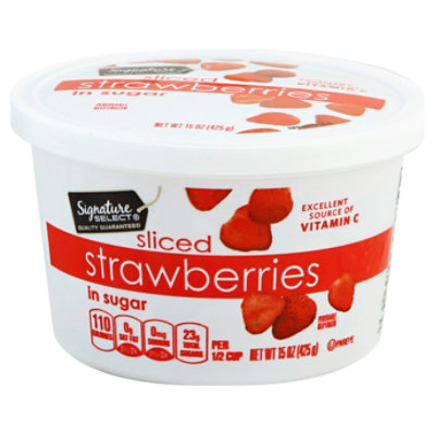 Signature SELECT Strawberries Sliced In Sugar - 15 Oz - Vons