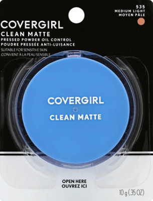 COVERGIRL Clean Pressed Powder Oil Control Anti-luisance Medium Light 535 - 0.35 Oz - Image 1