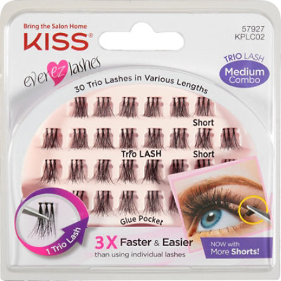 Kiss Ever EZ Lashes Eye Lashes Trio Lash Medium Combo KPLC02 - 30 Count - Image 2