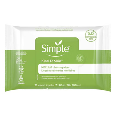Simple Kind To Skin Wipes Cleansing Micellar - 25 Count