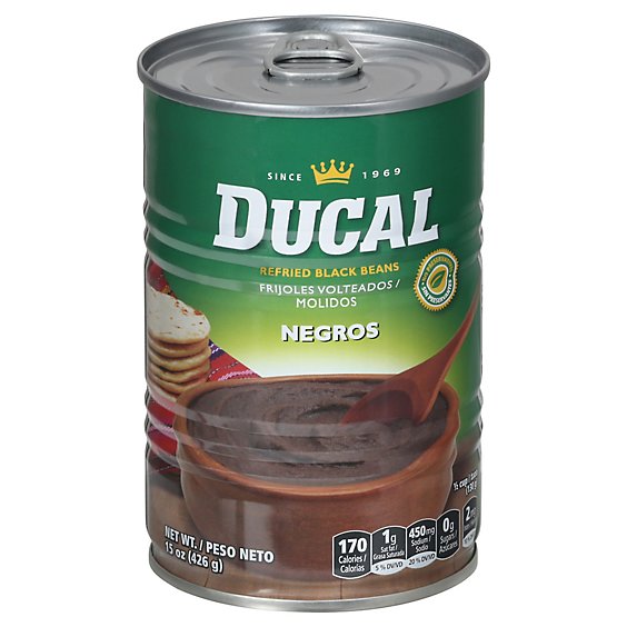 Ducal Beans Refried Black Can - 15 Oz