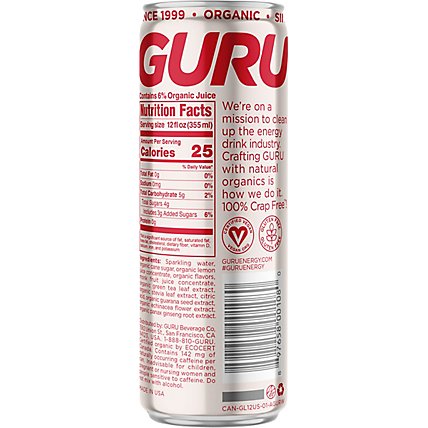 GURU Organic Lite Energy Drink - 12 Fl. Oz. - Image 6