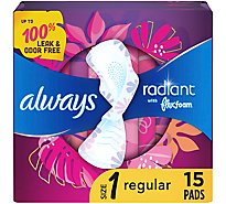 Always Radiant Pads Size 1 Regular Absorbency Scented - 15 Count