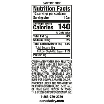 Canada Dry Blackberry Ginger Ale Soda Cans - 12-12 Fl. Oz. - Image 3