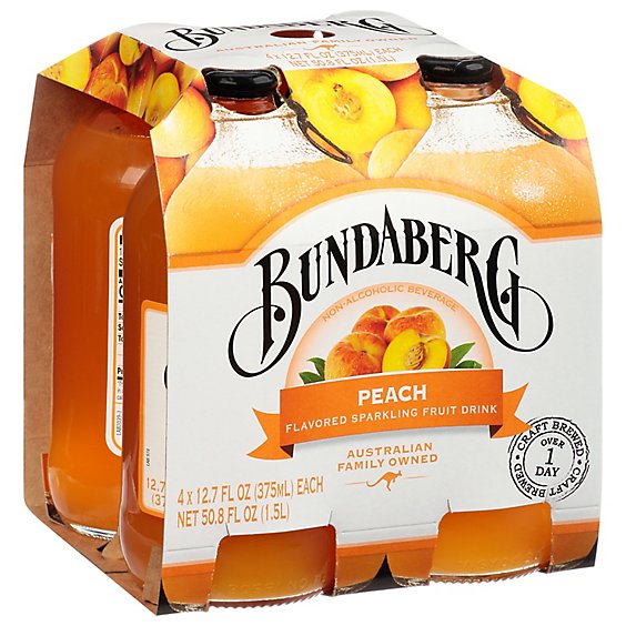 Bundaberg Fruit Drink Sparkling Peach - 4-12.7 Fl. Oz.