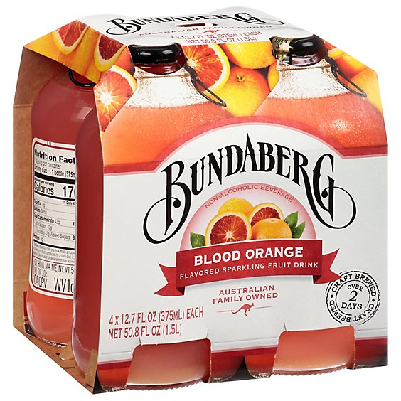 Bundaberg Beverage Non Alcoholic Sparkling Fruit Drink Blood Orange - 4-12.7 Fl. Oz.