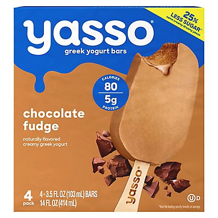 Yasso Frozen Yogurt Greek Bars Chocolate Fudge - 4-3.5 Fl. Oz. - Image 3