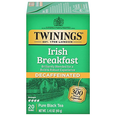 Twinings of London Black Tea Irish Breakfast Decaffeinated - 20 Count