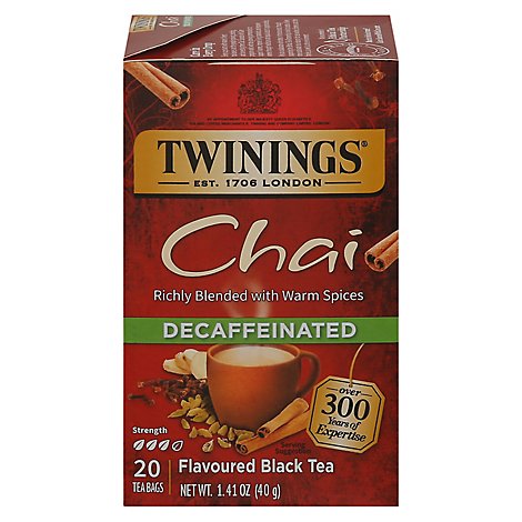 Twinings of London Black Tea Chai Decaffeinated - 20 Count