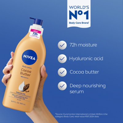 NIVEA Body Lotion Intensive Hydrates Skin Cocoa Butter - 16.9 Fl. Oz. - Image 3