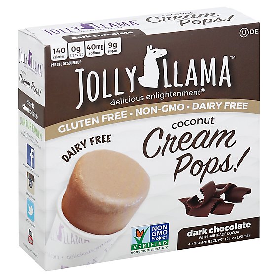 Jolly Llama Coconut Cream Pops Dark Chocolate Nut Gluten Free - 12 Fl. Oz.