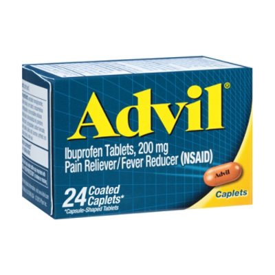 Advil Pain Reliever/Fever Reducer Coated Caplet Ibuprofen Temporary Pain Relief - 24 Count - Image 1