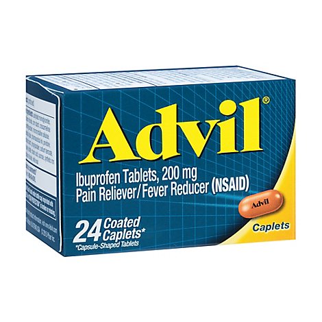 Advil Pain Reliever/Fever Reducer Coated Caplet Ibuprofen Temporary Pain Relief - 24 Count