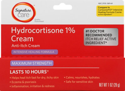 Signature Select/Care Cream Anti Itch Hydrocortisone 1% Healing Formula Maximum Strength - 1 Oz - Image 2