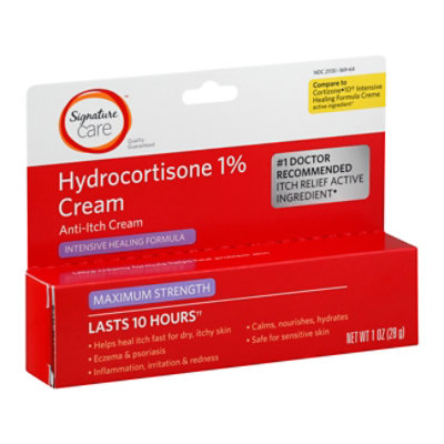  Signature Care Cream Anti Itch Hydrocortisone 1% Healing Formula Maximum Strength - 1 Oz 