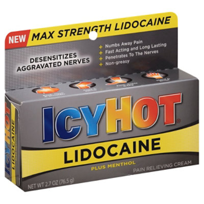 Icy Hot Cream Pain Relieving Lidocaine Plus Menthol - 2.7 Oz