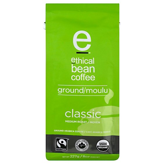 ethical bean coffee Coffee Ground Medium Roast Classic - 8 Oz