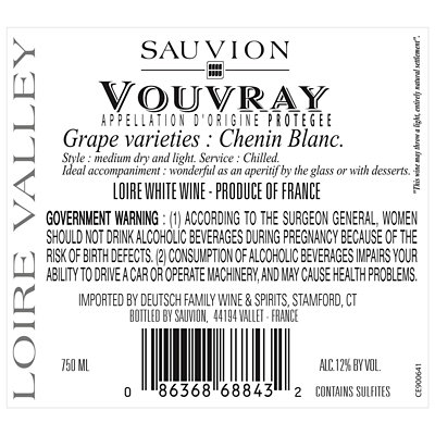 Sauvion Vouvray White Wine - 750 Ml - Image 2
