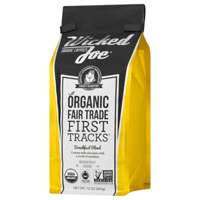 Wicked Joe Coffee Organic Fair Trade Ground Light Roast With Dark Breakfast Blend - 12 Oz - Image 2