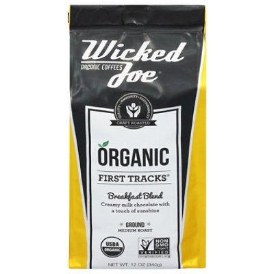 Wicked Joe Coffee Organic Fair Trade Ground Light Roast With Dark Breakfast Blend - 12 Oz - Image 1