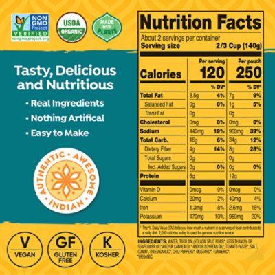 Tasty Bite Organic Split Pea Turmeric Curry Earthy Split Pea Curry - 10 Oz - Image 5