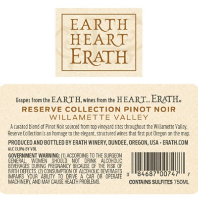 Erath Reserve Collection Pinot Noir Red Wine - 750 Ml - Image 5