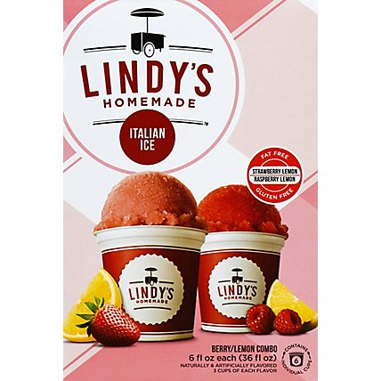 Lyndys Homemade Italian Ice Fat Free Gluten Free Strawberry Lemon & Raspberry Lemon - 6 Fl. Oz. - Image 2