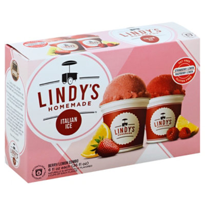 Lyndys Homemade Italian Ice Fat Free Gluten Free Strawberry Lemon & Raspberry Lemon - 6 Fl. Oz. - Image 1