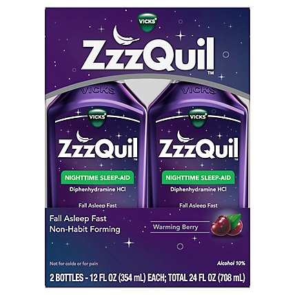 Vicks ZzzQuil Nighttime Warming Berry Liquid Sleep Aid - 2-12 Fl. Oz. - Image 2