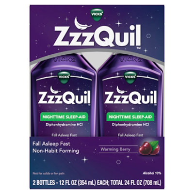 Vicks ZzzQuil Nighttime Warming Berry Liquid Sleep Aid - 2-12 Fl. Oz. - Image 1