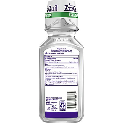 Vicks ZzzQuil Liquid FREE OF Alcohol Soothing Berry Nighttime Sleep Aid - 12 Fl. Oz. - Image 4