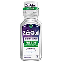 Vicks ZzzQuil Liquid FREE OF Alcohol Soothing Berry Nighttime Sleep Aid - 12 Fl. Oz. - Image 1