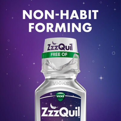 Vicks ZzzQuil Liquid FREE OF Alcohol Soothing Berry Nighttime Sleep Aid - 12 Fl. Oz. - Image 5