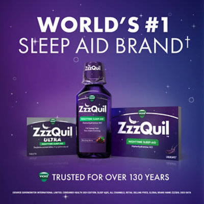 Vicks ZzzQuil Liquid FREE OF Alcohol Soothing Berry Nighttime Sleep Aid - 12 Fl. Oz. - Image 6