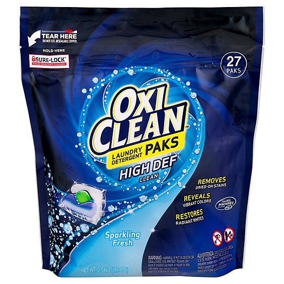 OxiClean High Def Clean Sparkling Fresh Laundry Detergent Paks - 27 Count