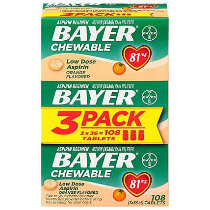 Bayer Aspirin Chewable Tablets Orange 81 mg - 108 Count - Image 3