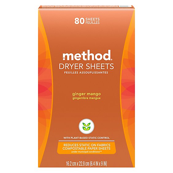 Method Dryer Sheets Ginger Mango Box - 80 Count