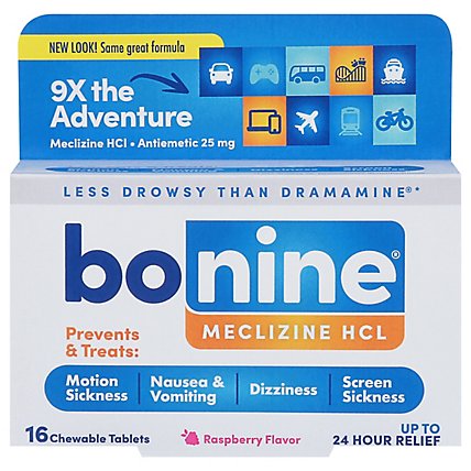 Bonine For Motion Sickness Chewable Tablets Raspberry Flavored - 16 Count - Image 3