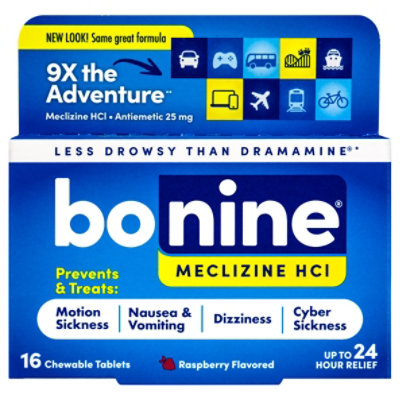 Bonine For Motion Sickness Chewable Tablets Raspberry Flavored - 16 Count - Image 3