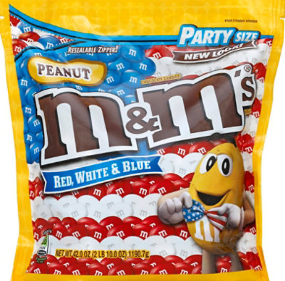 M&Ms Red White & Blue Peanut Patriotic Chocolate Candy Party Size 42 Oz