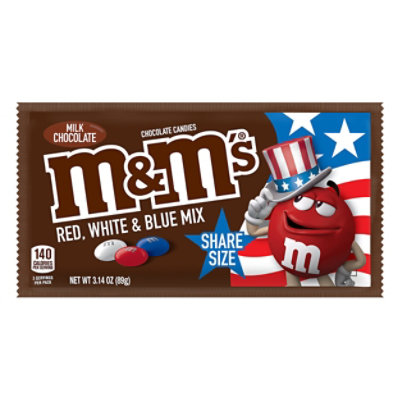 M&Ms Chocolate Candies Milk Chocolate Red White & Blue - Each - Image 3