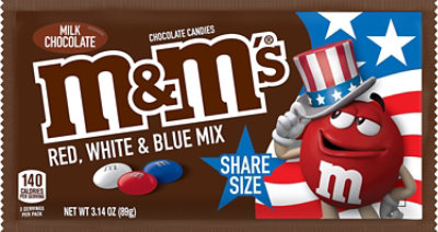 M&Ms Chocolate Candies Milk Chocolate Red White & Blue - Each - Image 2