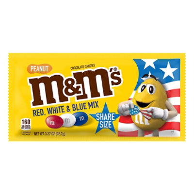 M&Ms Chocolate Candies Milk Chocolate Peanut Red White & Blue - Each - Image 3