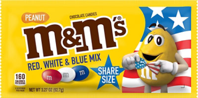 M&Ms Chocolate Candies Milk Chocolate Peanut Red White & Blue - Each - Image 2