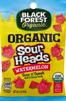 Black Forest Organic Sour Heads Candy Soft & Chewy Sour N Sweet Watermelon Bag - 4 Oz - Image 2