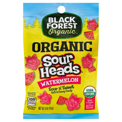 Black Forest Organic Sour Heads Candy Soft & Chewy Sour N Sweet